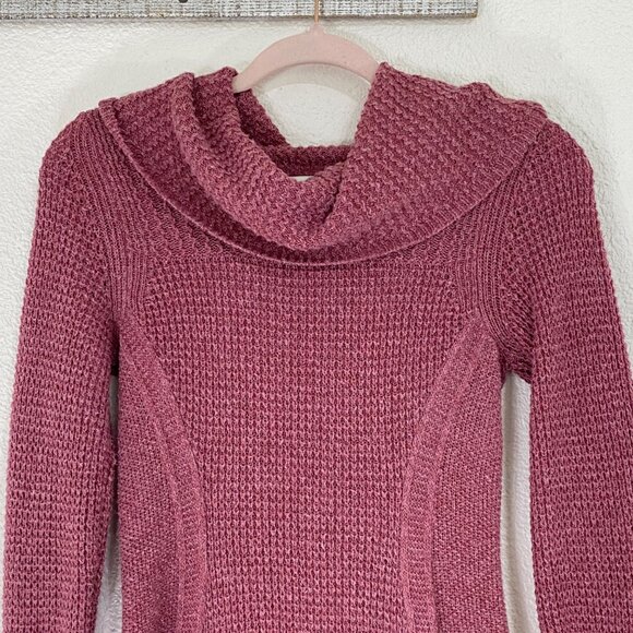 Angel of the North Anthro Cowl Neck Sweater Womens XS Pink Chunky Knit - Picture 5 of 16